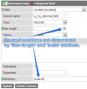 Decimal dictionary attributes