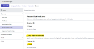Adding a new 'Data Refresh Rule' from the 'CI Class Manager'