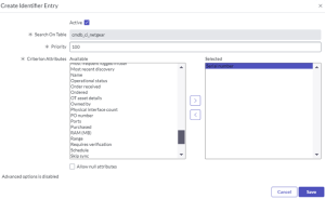 Selecting the attributes to be added as identifier entries