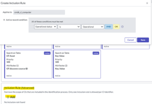 Adding 'Identification inclusion rules'