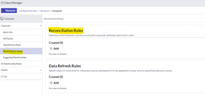 Accessing 'Reconciliation Rules' tab in 'CI Class Manager'